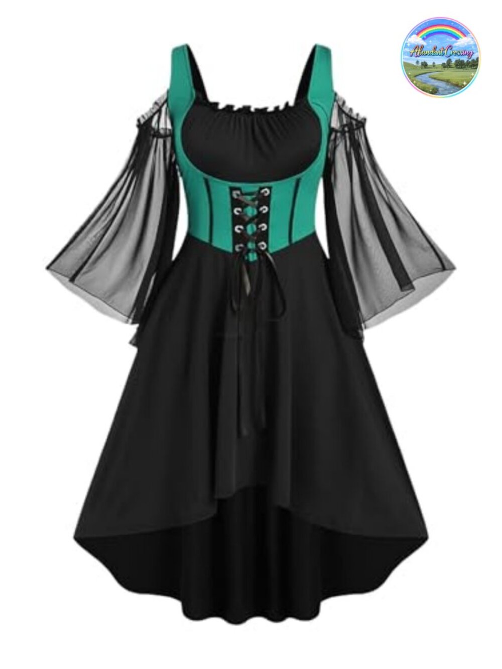 Plus Size Silk Gothic Punk Dress Strappy Swing Hem Cosplay Clubwear